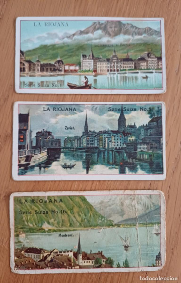 Coleccionismo cromos antiguos: 3 CROMOS de la serie Suiza, CHOCOLATES LA RIOJANA