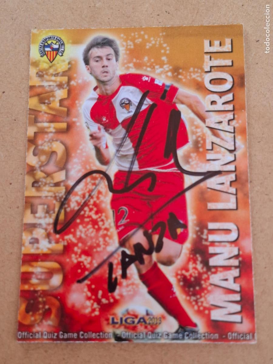Coleccionismo cromos antiguos: MUNDICROMO QUIZ GAME LIGA 2012 2013 12 13 - 999 MANU LANZAROTE ( CON AUT&Oacute;GRAFO ) - C.D. SABADELL CP8