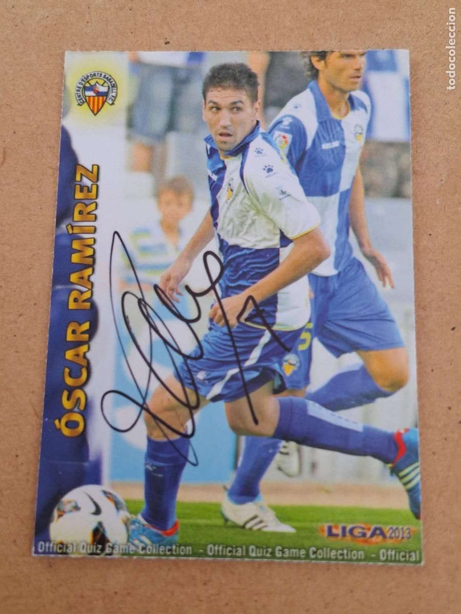 Coleccionismo cromos antiguos: MUNDICROMO QUIZ GAME LIGA 2012 2013 12 13 - 989 &Oacute;SCAR RAM&Iacute;REZ ( CON AUT&Oacute;GRAFO ) - C.D. SABADELL CP8