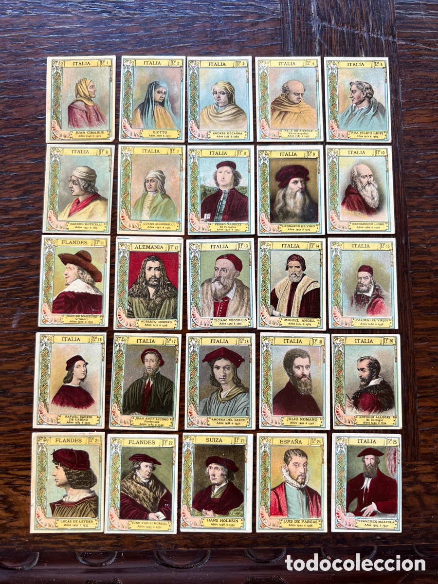 Coleccionismo cromos antiguos: Colecci&oacute;n completa de 25 cromos antiguos &ndash; Grandes pintores del Renacimiento &ndash; ca. 1900