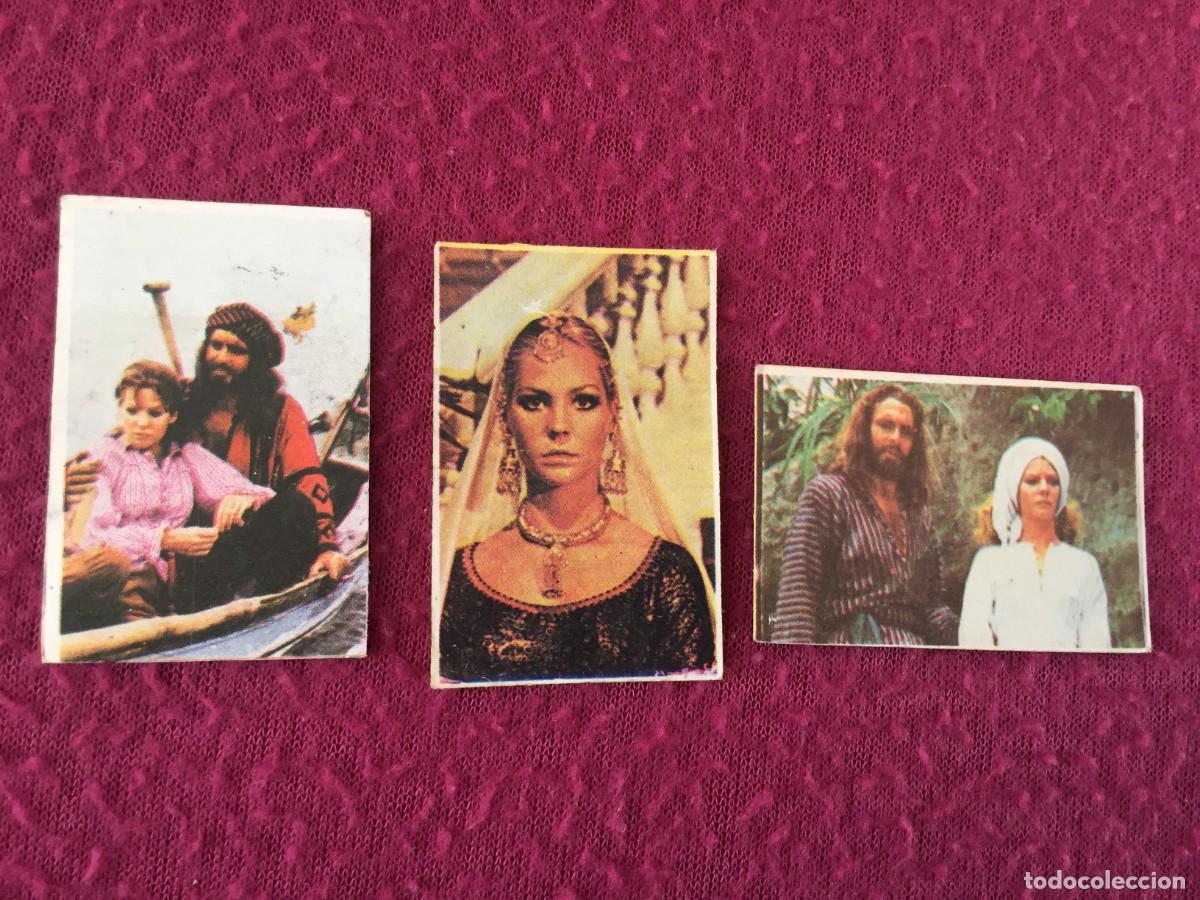 Coleccionismo cromos antiguos: 3 raros cromos adhesivos de sandokan de pipas tostaval graell ... 3 x 4,5 cm album desconocido