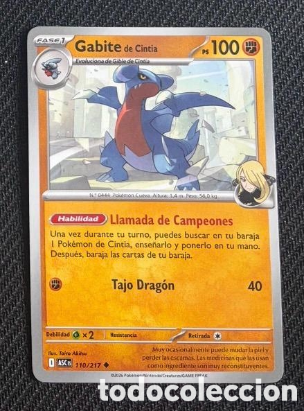 Coleccionismo cromos antiguos: 110/217 Gabite carta pokemon TCG