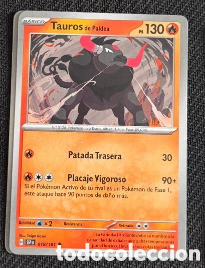Coleccionismo cromos antiguos: 018/191 Tauros de Paldea carta pokemon TCG