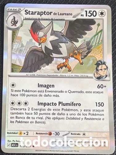 Coleccionismo cromos antiguos: 170/217 Staraptor holo Carta Pokemon TCG