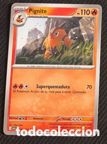 Coleccionismo cromos antiguos: 030/217 Pignite pack iniciales Carta Pokemon TCG