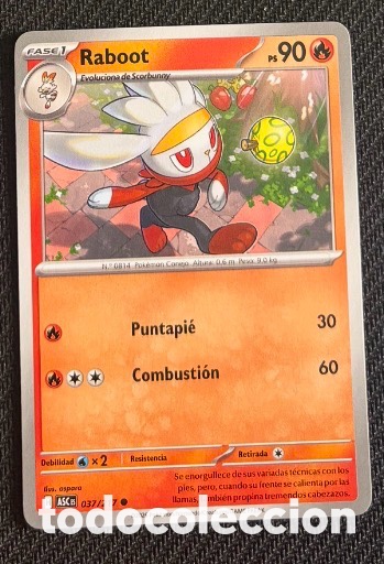 Coleccionismo cromos antiguos: 037/217 Raboot pack iniciales Carta Pokemon TCG