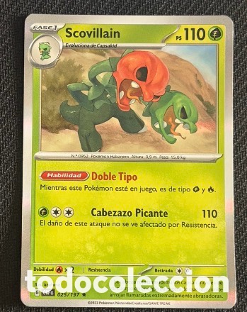Coleccionismo cromos antiguos: 025/197 Scovillain Carta holo Pokemon TCG