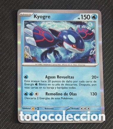 Coleccionismo cromos antiguos: 034/132 Kyogre holo pack legendarios Carta Pokemon TCG