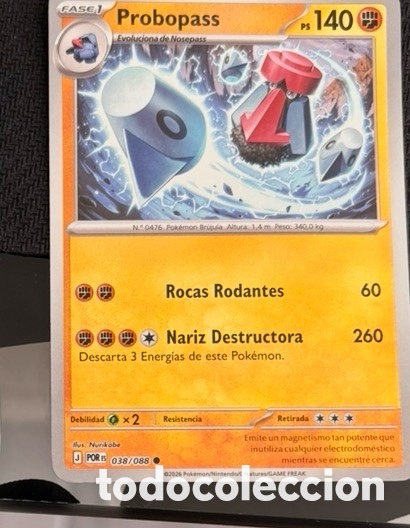 Coleccionismo cromos antiguos: 038/088 Probopass holo Carta Pokemon TCG
