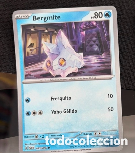 Coleccionismo cromos antiguos: 023/086 Bergmite holo Carta Pokemon TCG
