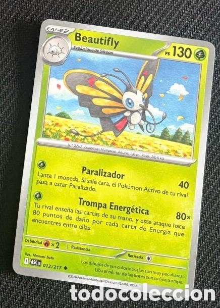 Coleccionismo cromos antiguos: 013/217 Beautifly carta pokemon TCG