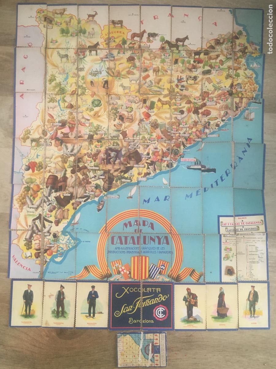 Coleccionismo cromos antiguos: mapa de catalunya xocolata san fernando coleccion completa 56 cromos y cromo guia nunca pegados