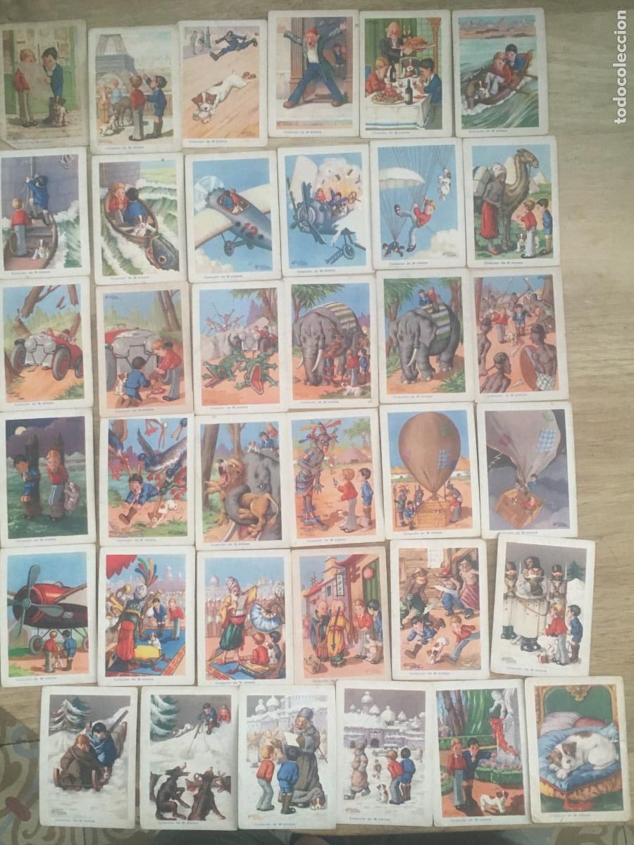 Coleccionismo cromos antiguos: ca&ntilde;ete clorato y su fiel pum chocolates amatller coleccion completa 36 cromos nunca pegados