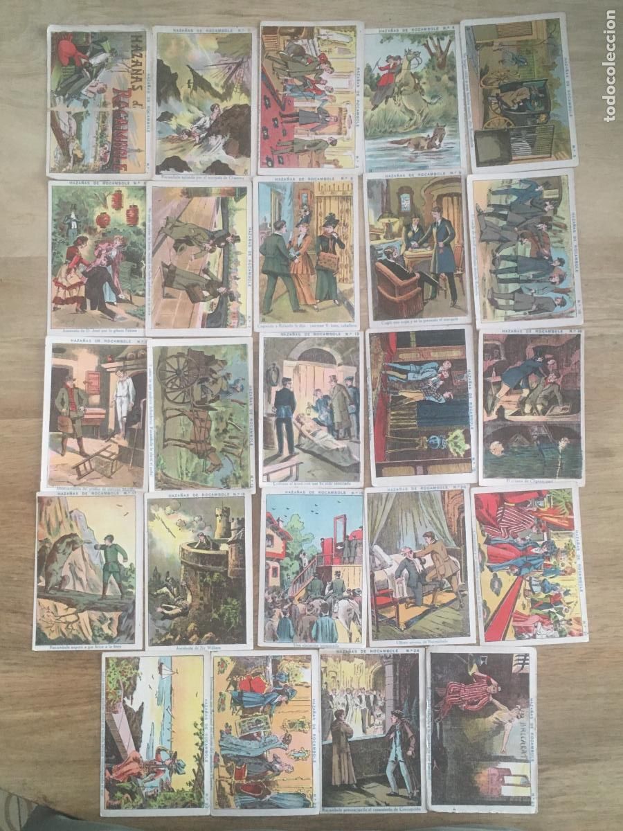 Coleccionismo cromos antiguos: haza&ntilde;as de rocambole coleccion casi completa 24 cromos nunca pegados