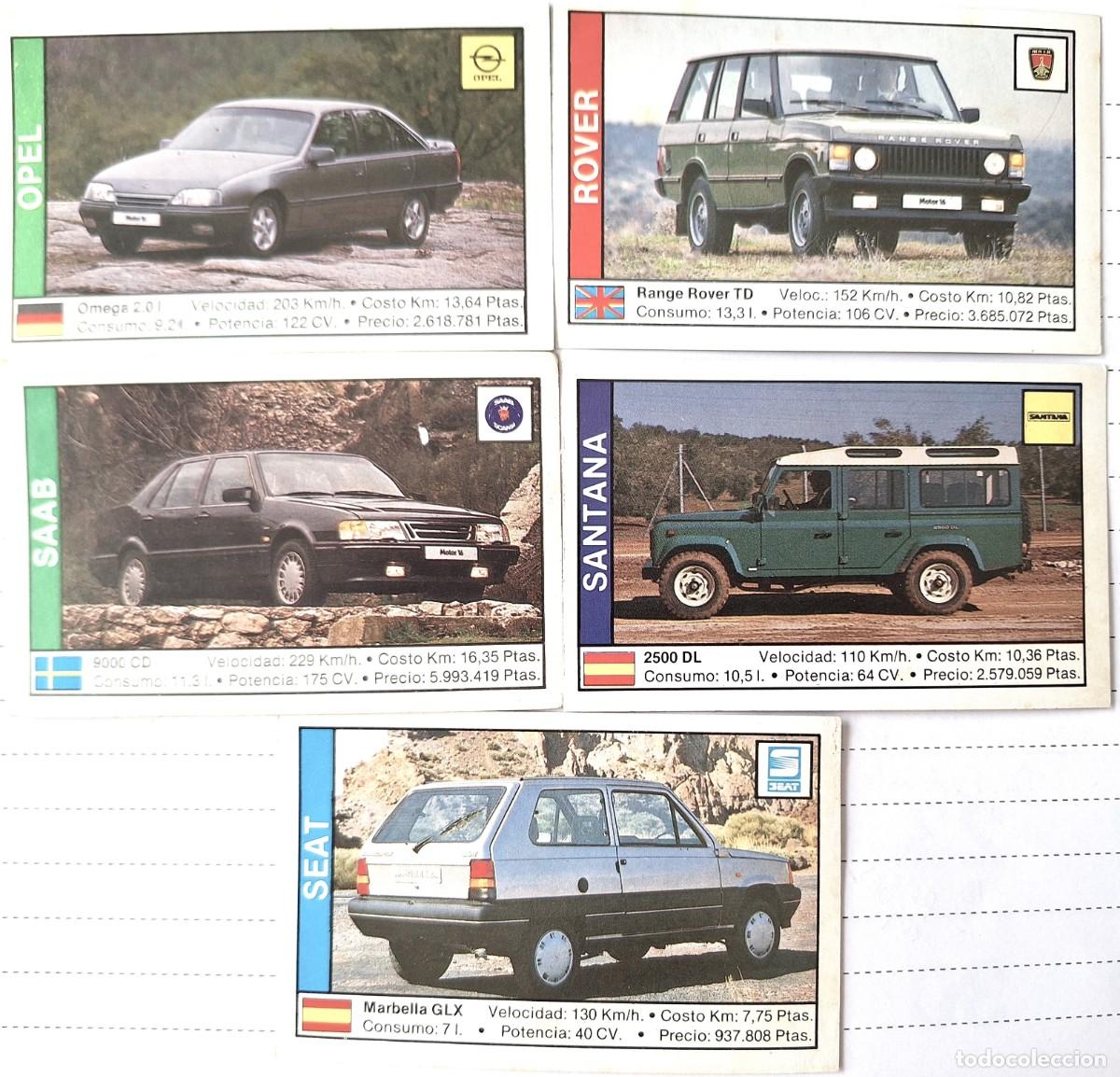 Coleccionismo cromos antiguos: LOTE 5 CROMOS COLECCION COCHES 89 - ED. CUSCO - 5 MARCAS DIFERENTES - BUEN ESTADO
