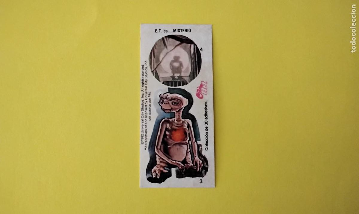 Coleccionismo cromos antiguos: CROMO TROQUELADO DE E.T. EL EXTRATERRESTRE SIN PEGAR N&ordm; 3-4 A&Ntilde;O 1982 DE CHICLES HIT