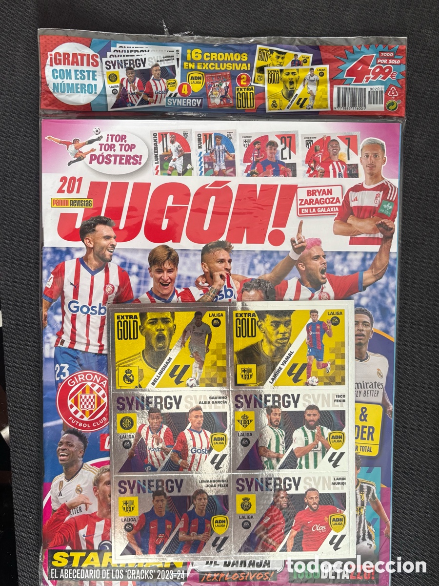 Coleccionismo cromos antiguos: Revista Jug&oacute;n 201 Lamine Yamal Bellingham Rookie Extra Gold 23/24