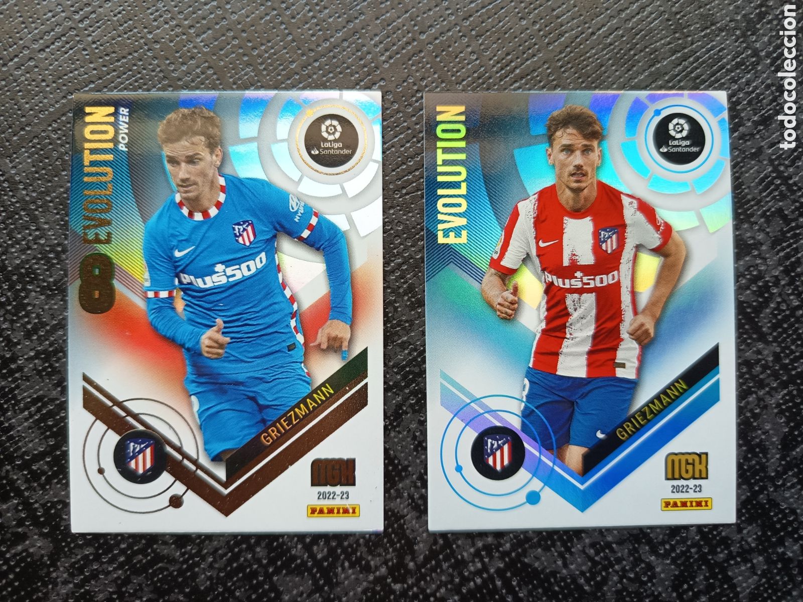 Collectable Antique Stickers: CROMO CARD N&ordm; P388 y 388 EVOLUTION y POWER GRIEZMANN ATLETICO MADRID MEGACRACKS 2022-23 2022 2023