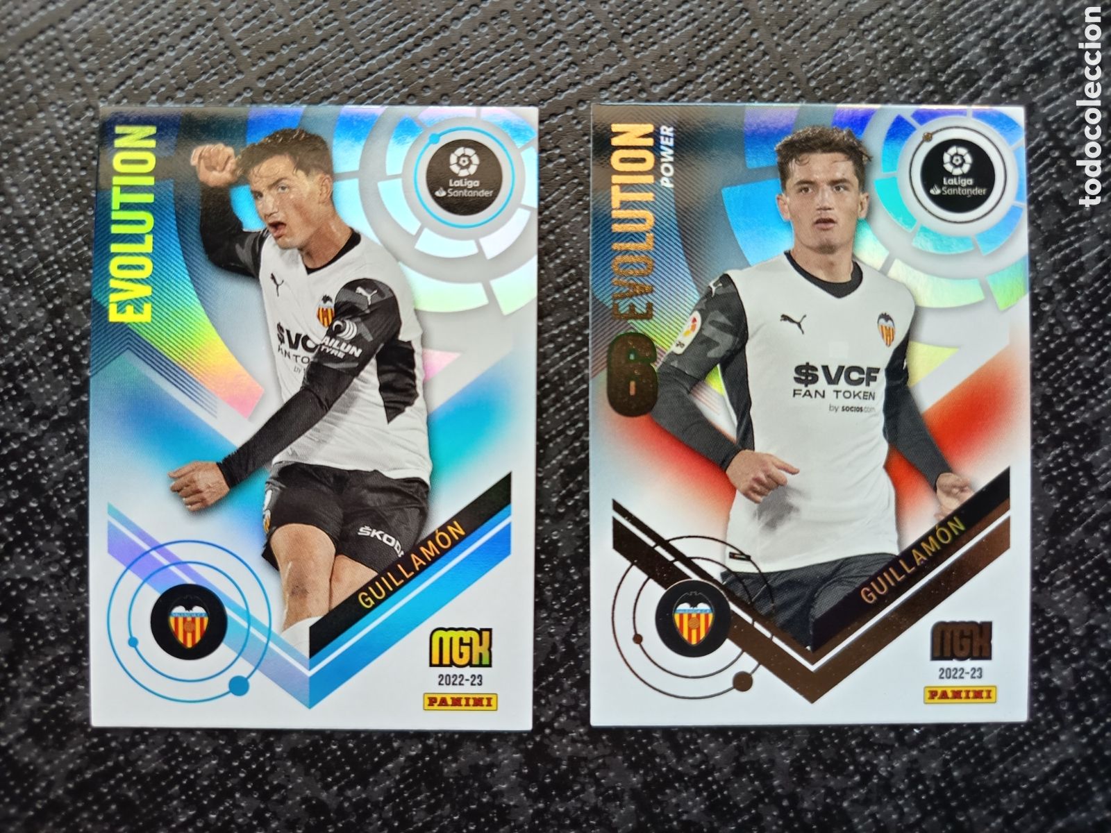 Colecionismo Cromos antigos: CROMO CARD N&ordm; P390 y 390 EVOLUTION y POWER GUILLAMON VALENCIA MEGACRACKS 2022-23 2022 2023