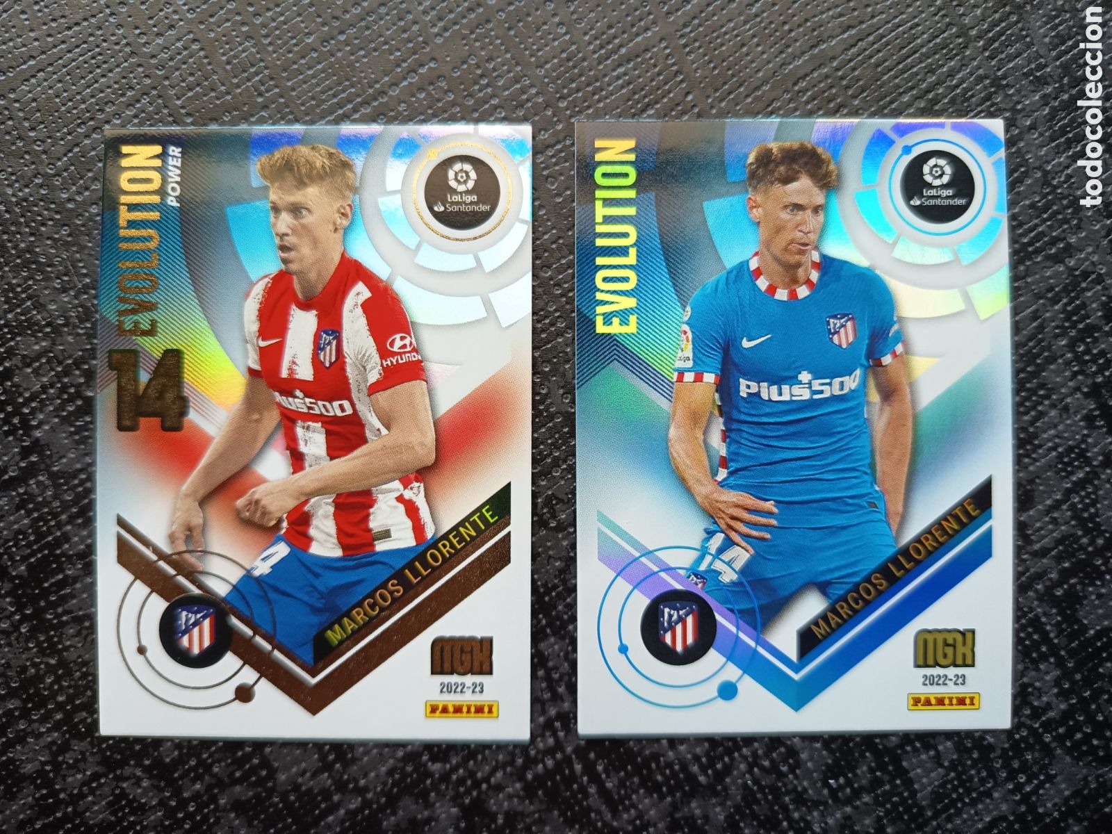 Colecionismo Cromos antigos: CROMO CARD N&ordm; P393 y 393 EVOLUTION y POWER MARCOS LLORENTE AT. MADRID MEGACRACKS 2022-23 2022 2023
