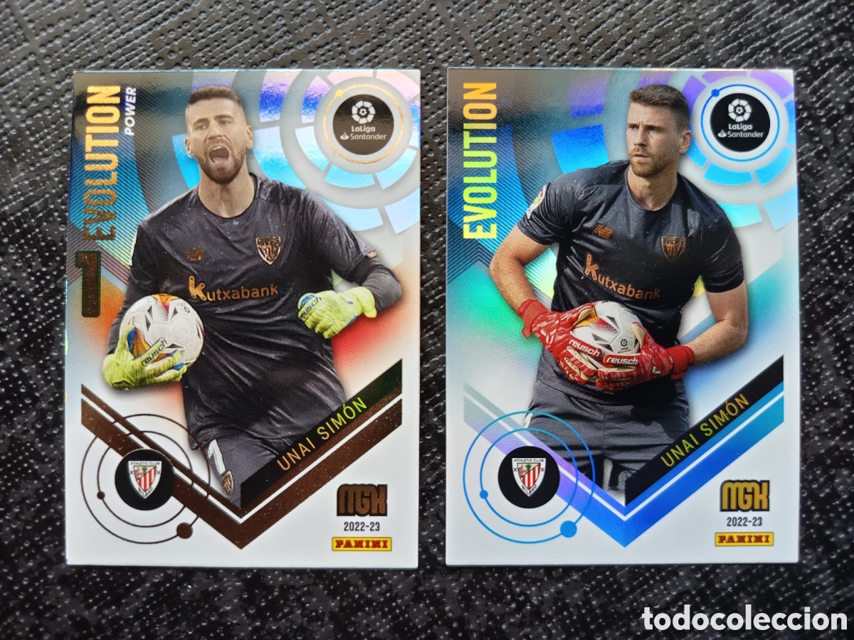 Colecionismo Cromos antigos: CROMO CARD N&ordm; P402 y 402 EVOLUTION y POWER UNAI SIMON ATHLETIC BILBAO MEGACRACKS 2022-23 2022 2023