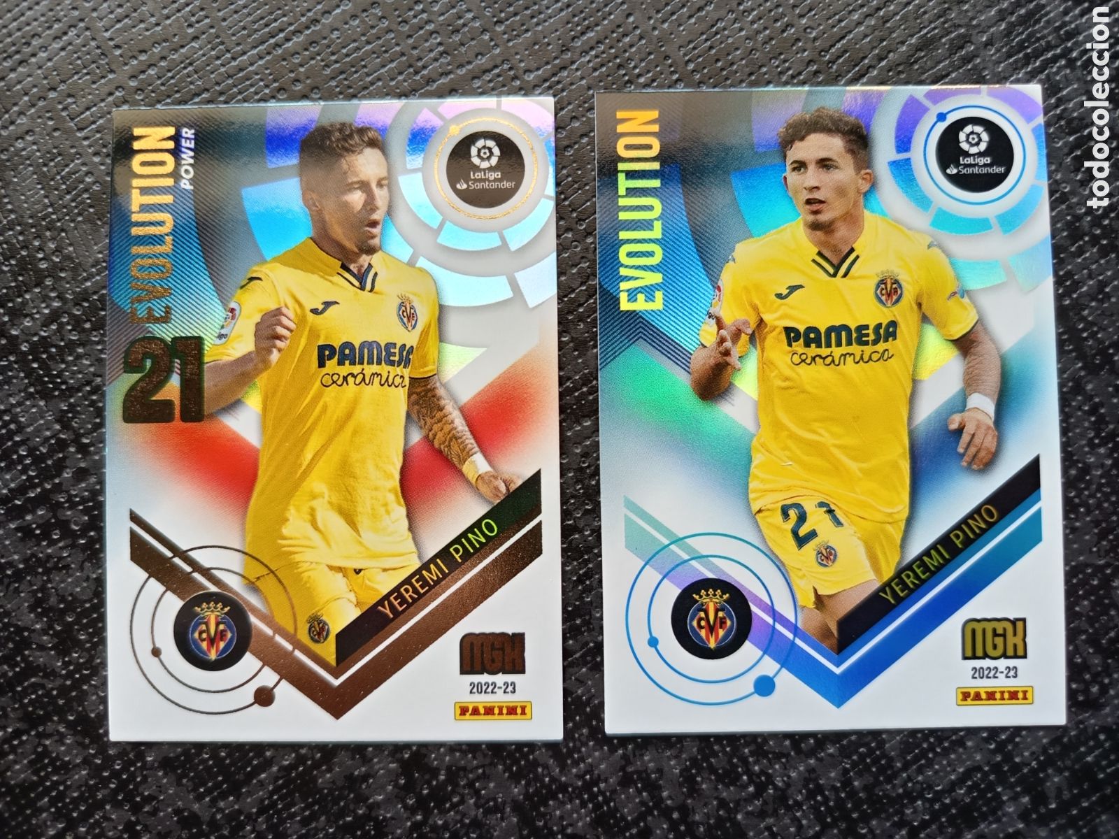 Colecionismo Cromos antigos: CROMO CARD N&ordm; P405 y 405 EVOLUTION YEREMI PINO VILLARREAL MEGACRACKS 2022-23 2022 2023