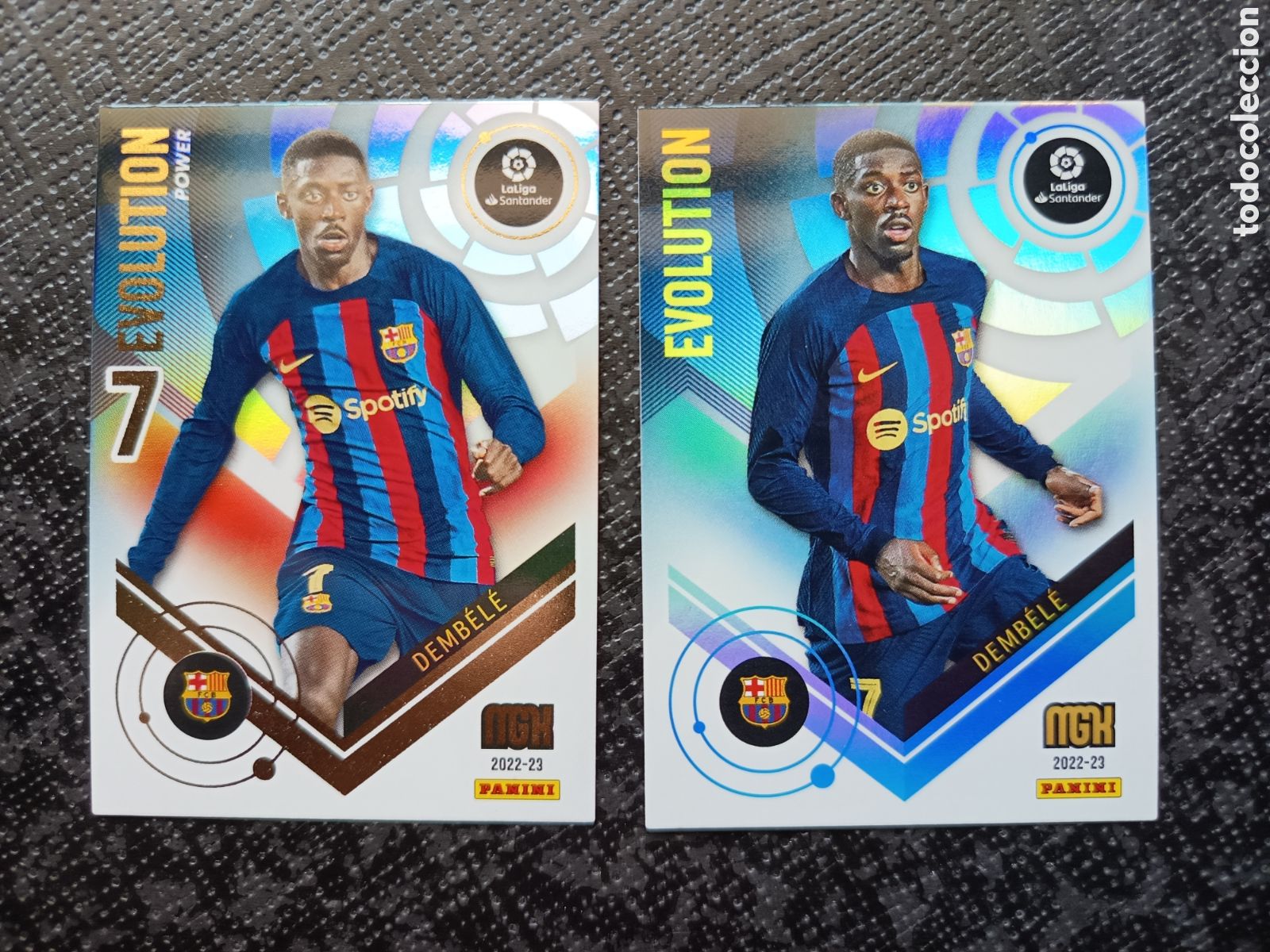 Colecionismo Cromos antigos: CROMO CARD N&ordm; P499 y 499 EVOLUTION DEMBELE FC BARCELONA MEGACRACKS 2022-23 2022 2023