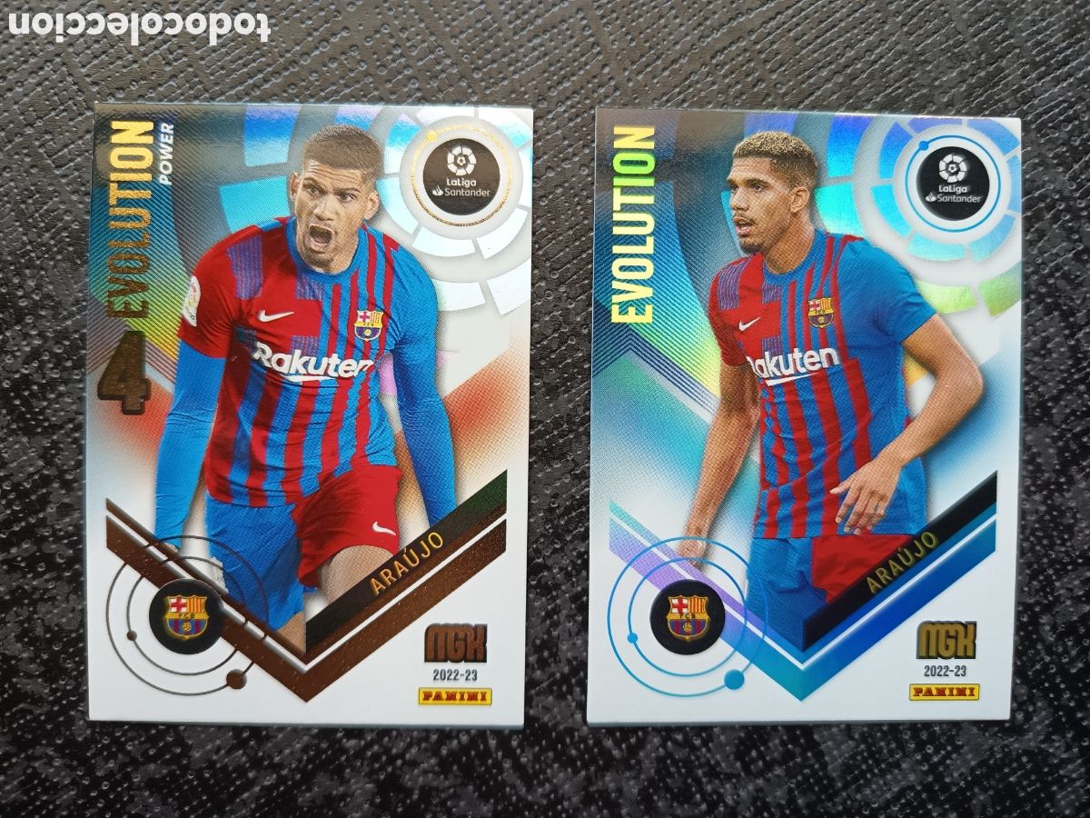 Colecionismo Cromos antigos: CROMO CARD N&ordm; P372 y 372 EVOLUTION y POWER RONALD ARAUJO FC BARCELONA MEGACRACKS 2022-23 2022 2023