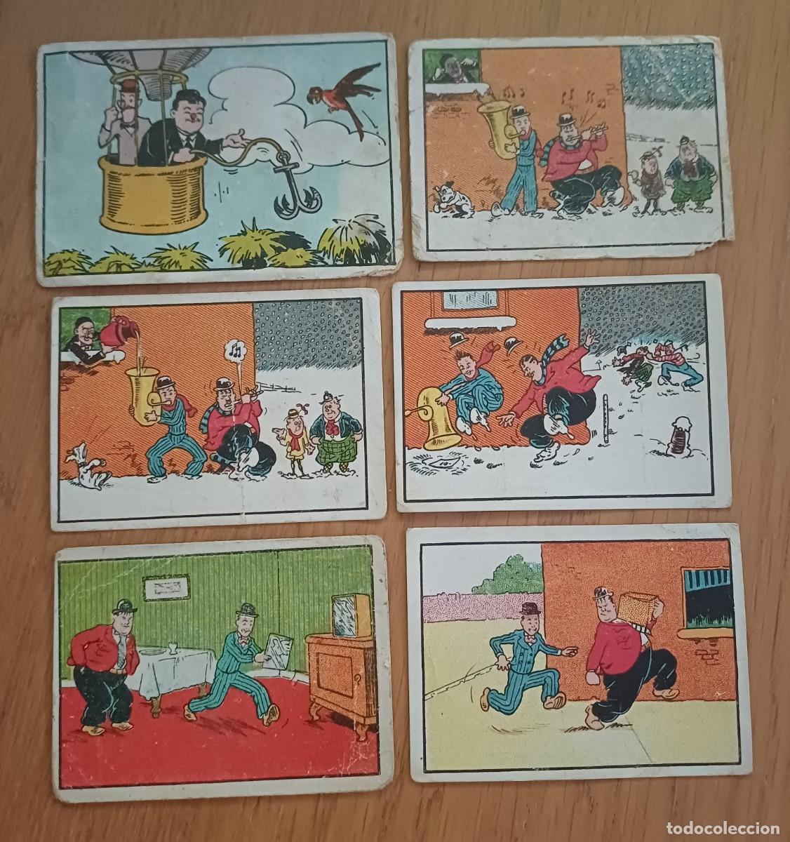 Coleccionismo cromos antiguos: 11 cromos antiguos Aventuras de Laurel y Hardy, el gordo y el flaco, diversas marcas