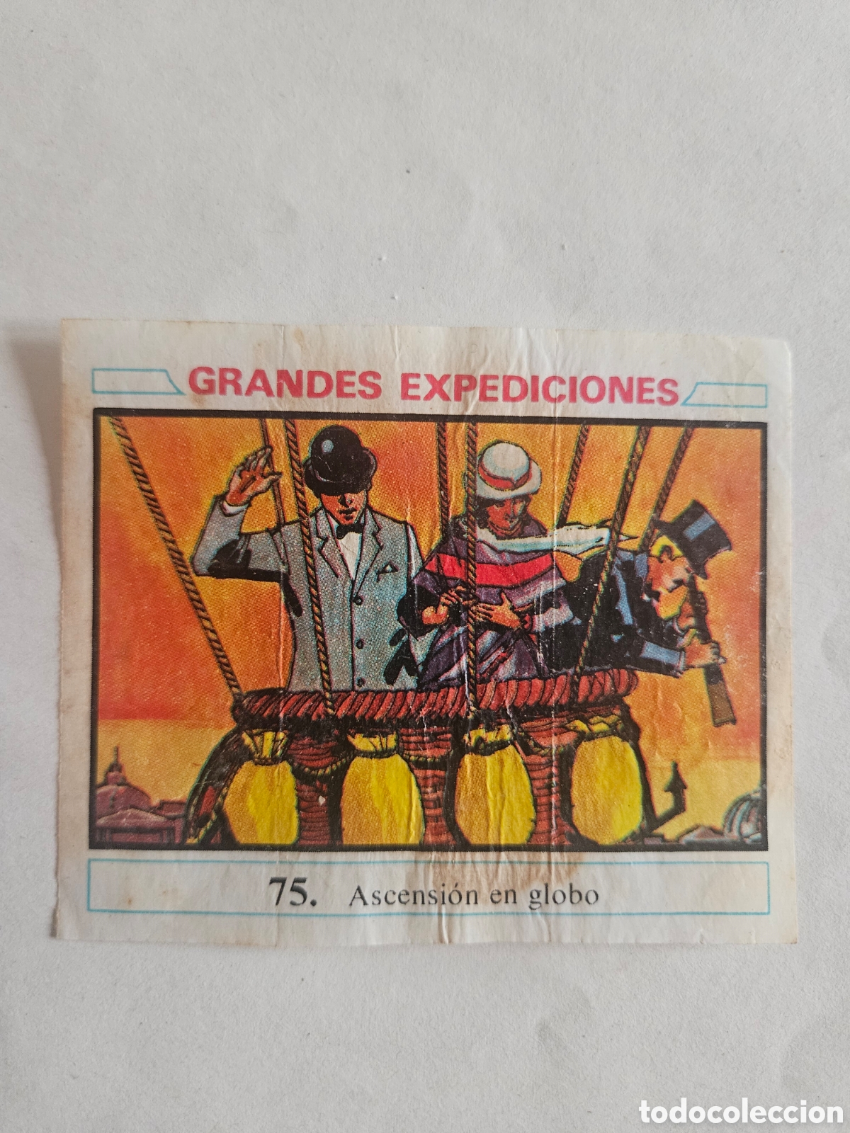Coleccionismo cromos antiguos: CROMO - GRANDES EXPEDICIONES - N&deg; 75 ASCENSION EN GLOBO - CHICLES DUNKIN - NUNCA PEGADO