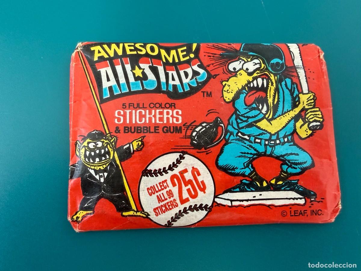 Colecionismo Cromos antigos: Chicle cerrado sin abrir Awesome Baseball All Stars de Leaf