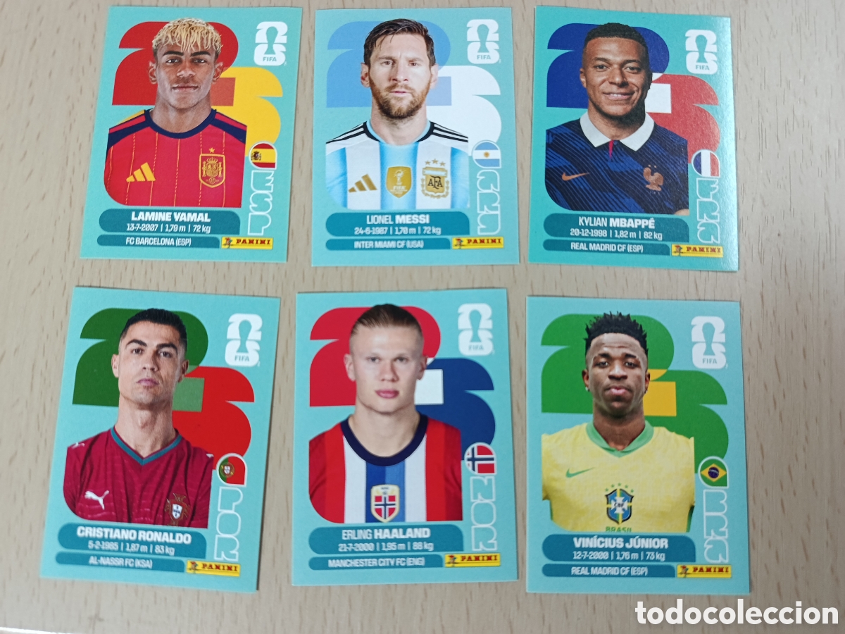 Coleccionismo cromos antiguos: LOS 6 KRACKS DEL MUNDIAL FIFA WORLD CUP 26 2026 MESSI LAMINE CRISTIANO MBAPPE HAALAND VINICIUS