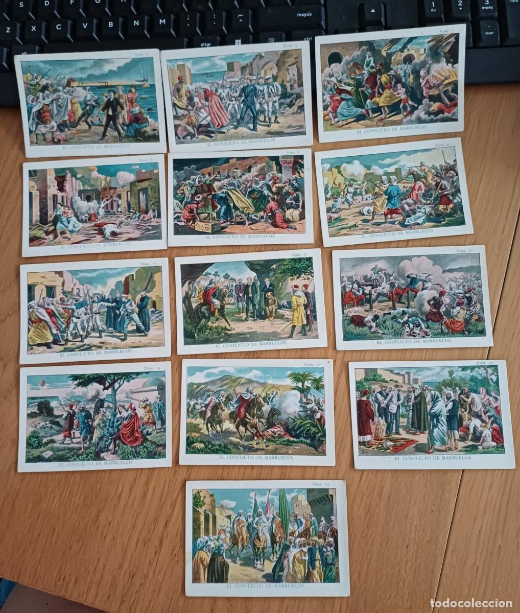 Coleccionismo cromos antiguos: 13 cromos antiguos, El conflicto de Marruecos, sin publicidad