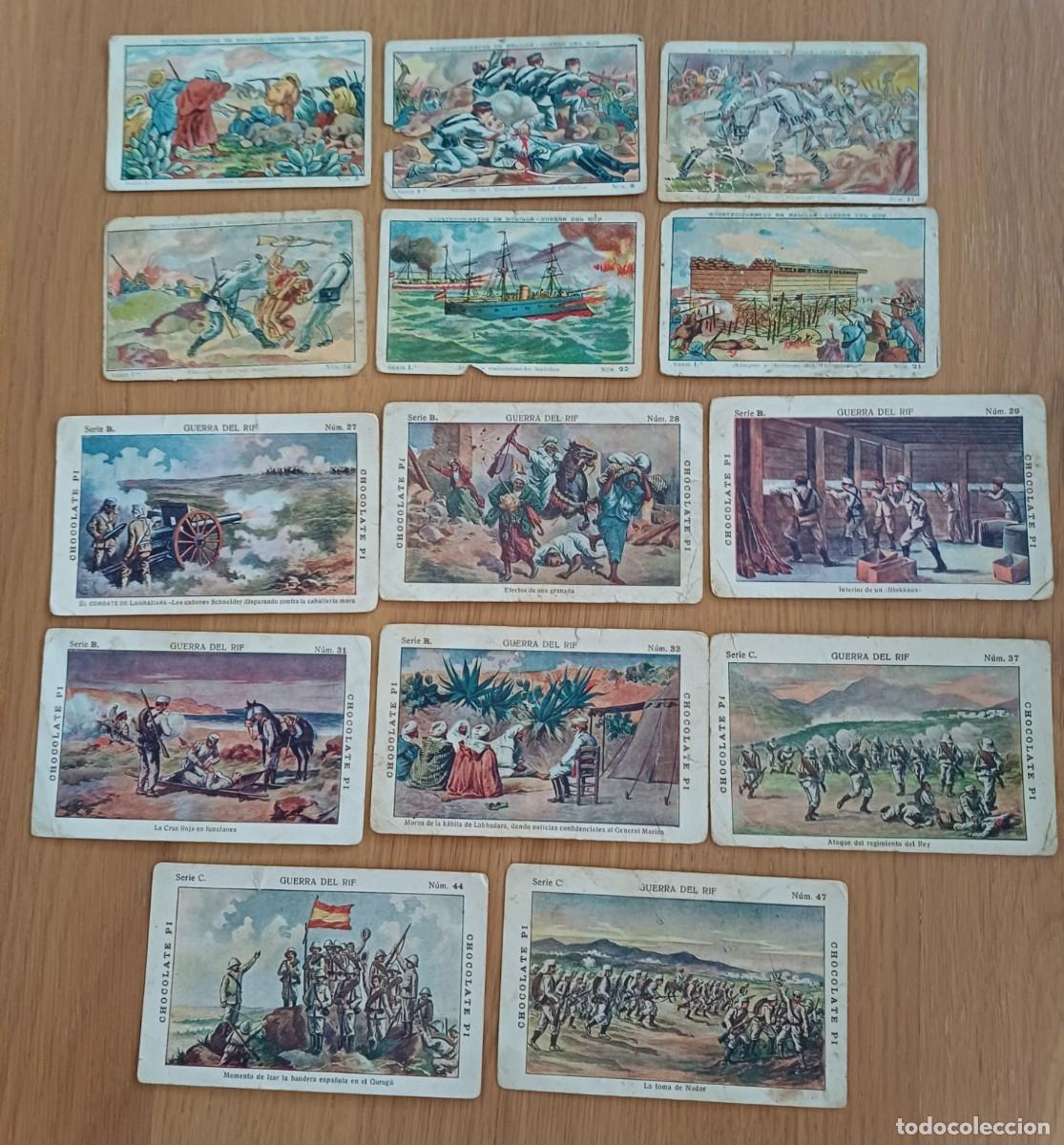 Coleccionismo cromos antiguos: 14 cromos acontecimientos de melilla-guerra del Riff, chocolate Pi