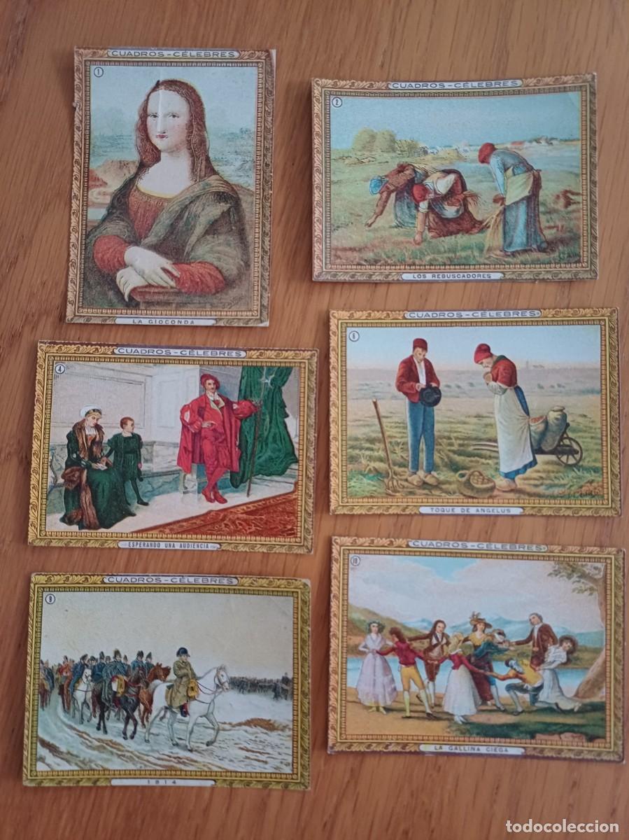 Coleccionismo cromos antiguos: 6 cromos antiguos cuadros celebres, La gioconda, 1814, etc.