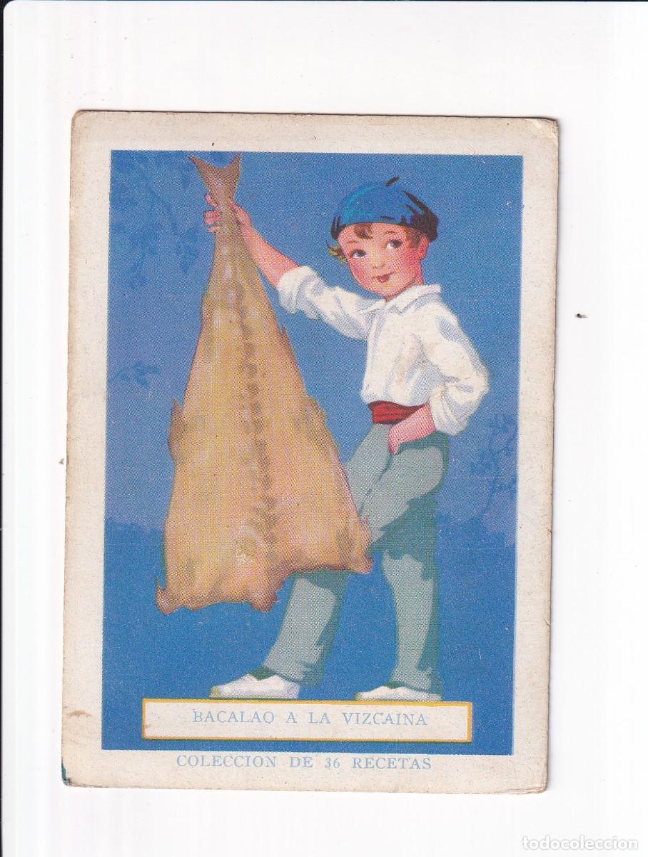 Coleccionismo cromos antiguos: COLECCION DE 36 RECETAS : NUMERO 2 : BACALAO A LA VIZCAINA . CHOCOLATE AMATLLER