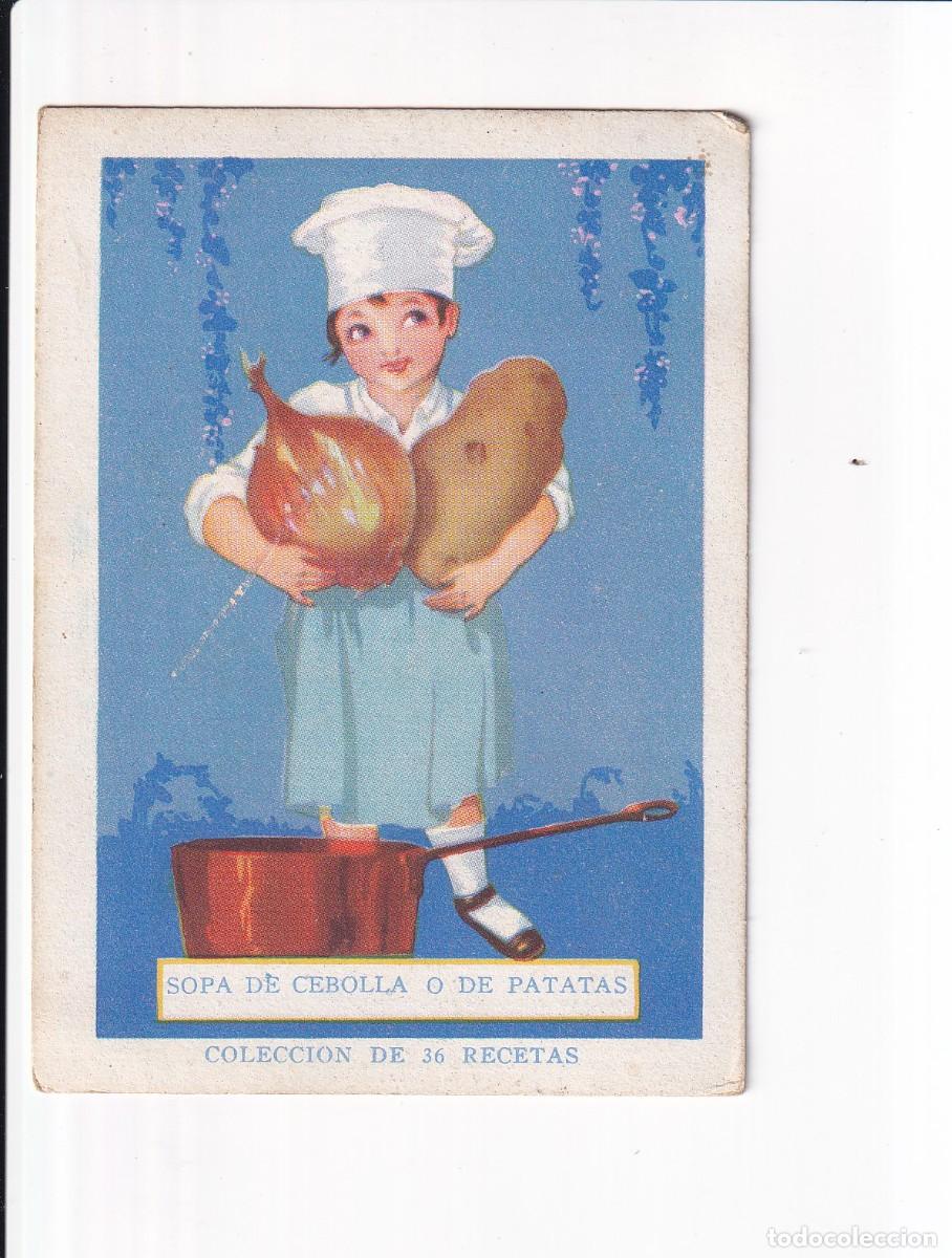 Sammeln alte Sammelbilder: COLECCION DE 36 RECETAS : NUMERO 6 : SOPA DE CEBOLLA . CHOCOLATE AMATLLER