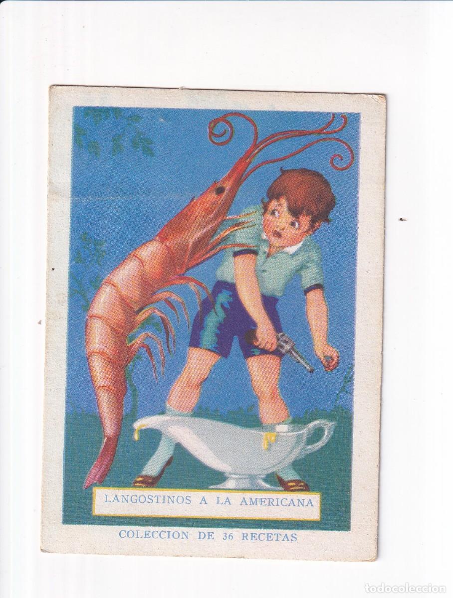 Coleccionismo cromos antiguos: COLECCION DE 36 RECETAS : NUMERO 8 : LANGOSTINOS A LA AMERICANA . CHOCOLATE AMATLLER