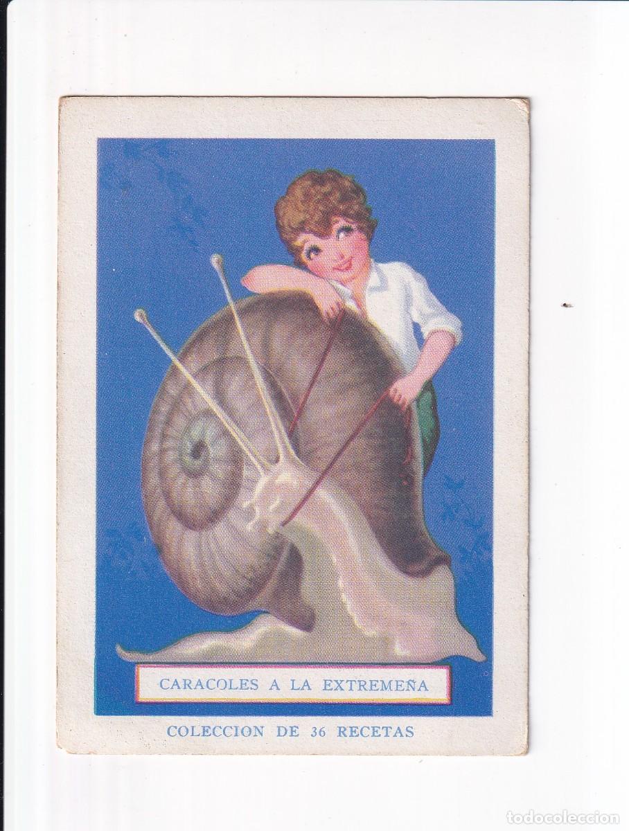 Coleccionismo cromos antiguos: COLECCION DE 36 RECETAS : NUMERO 14 : CARACOLES A LA EXTREME&Ntilde;A . CHOCOLATE AMATLLER