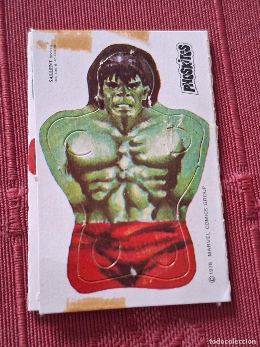 Colecionismo Cromos antigos: Dificil Cromo troquelado TR&Iacute;PTICO articulado Phoskitos marvel comic 1978 hulk la masa. LEER
