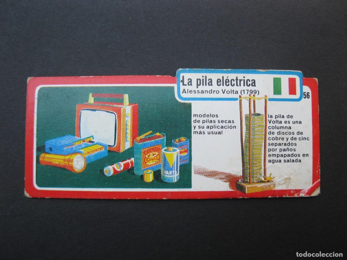 Coleccionismo cromos antiguos: LOS INVENTOS - CROMO - TARJETA N&ordm; 56 - LA PILA EL&Eacute;CTRICA - BIMBO.