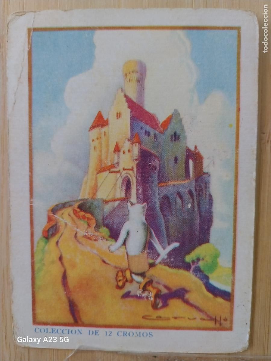 Coleccionismo cromos antiguos: GATO CON BOTAS CROMO VIII CASTILLO PROMOCIONAL CHOCOLATE JUNCOSA ILUSTRACION CARVALLO ORIGINAL