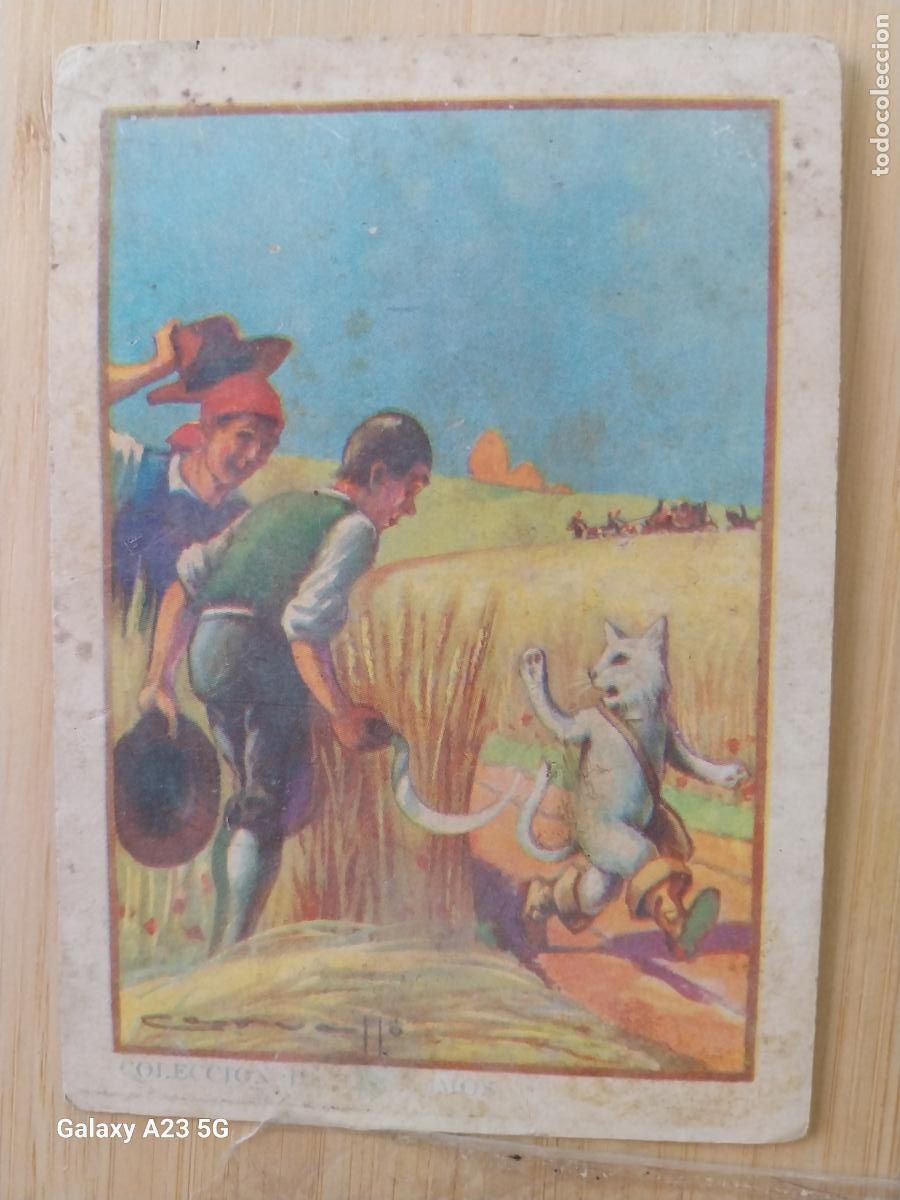 Coleccionismo cromos antiguos: GATO CON BOTAS CROMO VII CAMPESINOS PROMOCIONAL CHOCOLATE JUNCOSA ILUSTRACION CARVALLO ORIGINAL