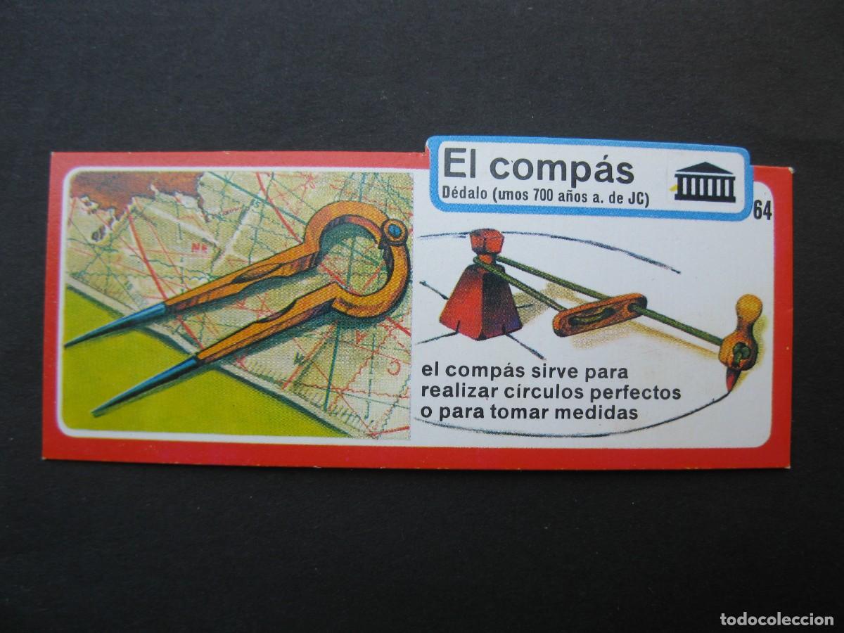 Coleccionismo cromos antiguos: LOS INVENTOS - CROMO - TARJETA N&ordm; 64 - EL COMP&Aacute;S - BIMBO.