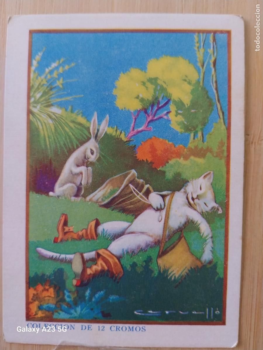 Coleccionismo cromos antiguos: GATO CON BOTAS CROMO III CONEJO REY PROMOCIONAL CHOCOLATE JUNCOSA ILUSTRACION CARVALLO ORIGINAL