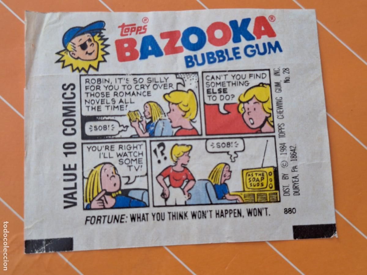 Coleccionismo cromos antiguos: D ENVOLTORIO CHICLE COMICS TOPPS BAZOOKA BUBBLE GUM VI&Ntilde;ETAS HUMOR TIRA C&Oacute;MICA 1984