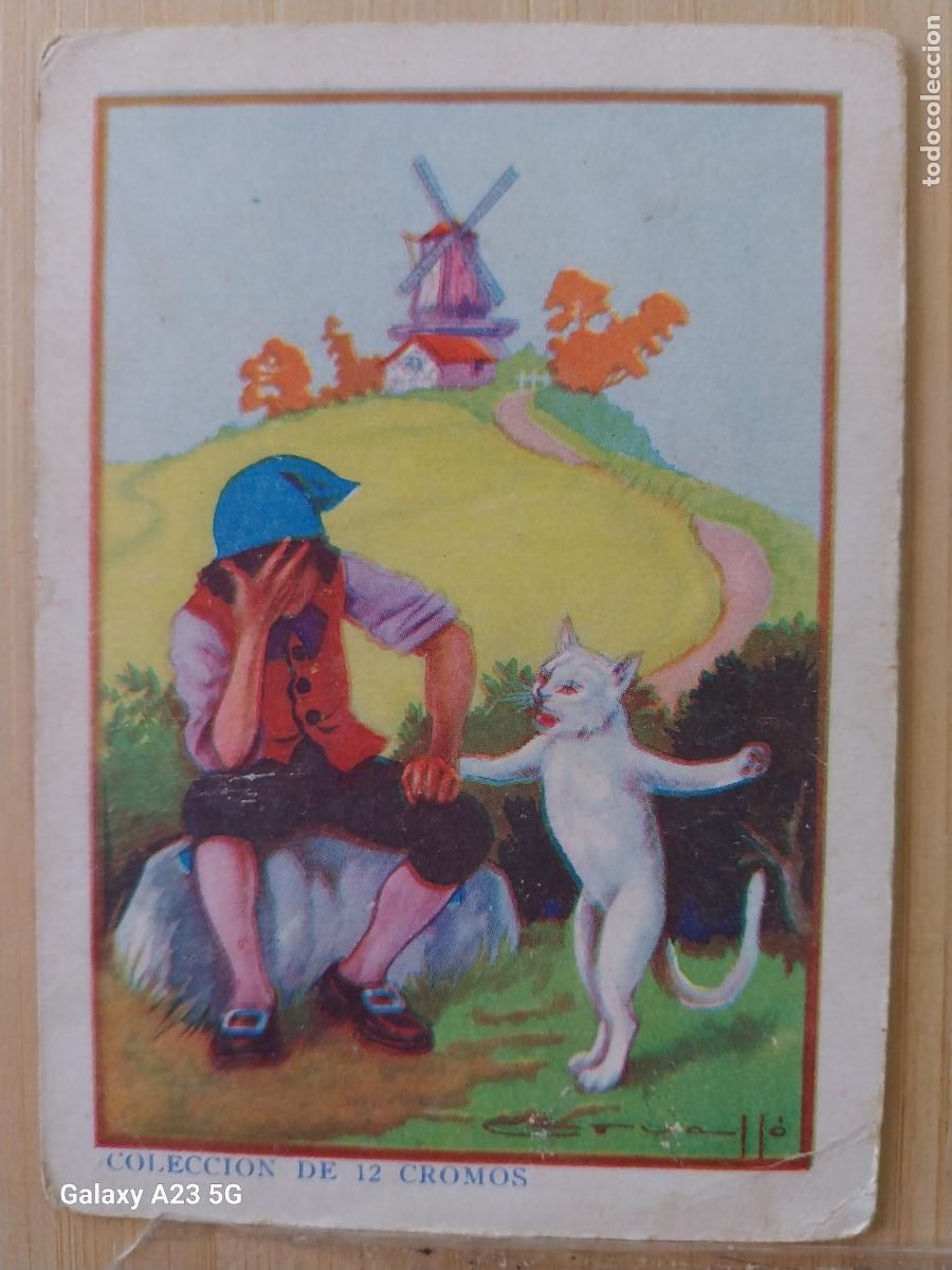 Coleccionismo cromos antiguos: GATO CON BOTAS CROMO II MOLINO CAMPESINO PROMOCIONAL CHOCOLATE JUNCOSA ILUSTRACION CARVALLO ORIGINAL