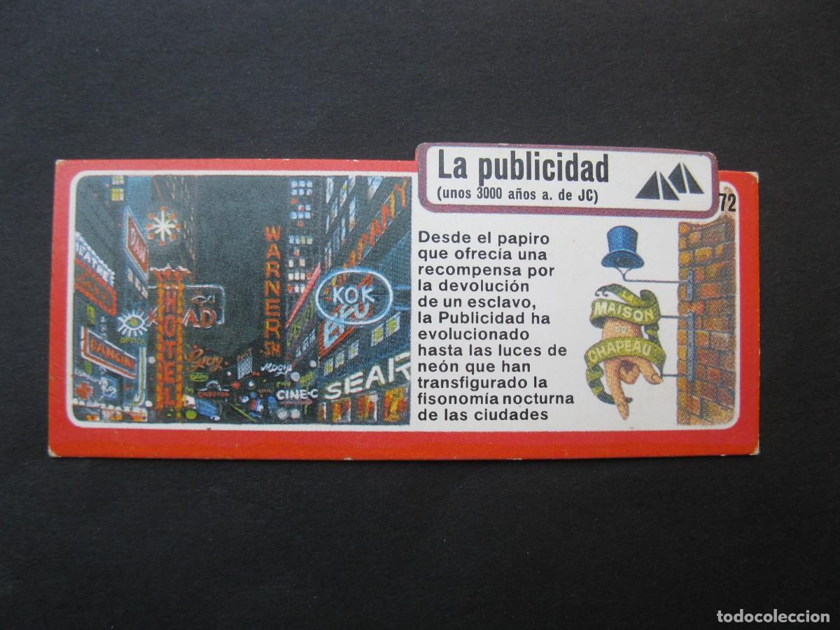 Coleccionismo cromos antiguos: LOS INVENTOS - CROMO - TARJETA N&ordm; 72 - LA PUBLICIDAD - BIMBO.