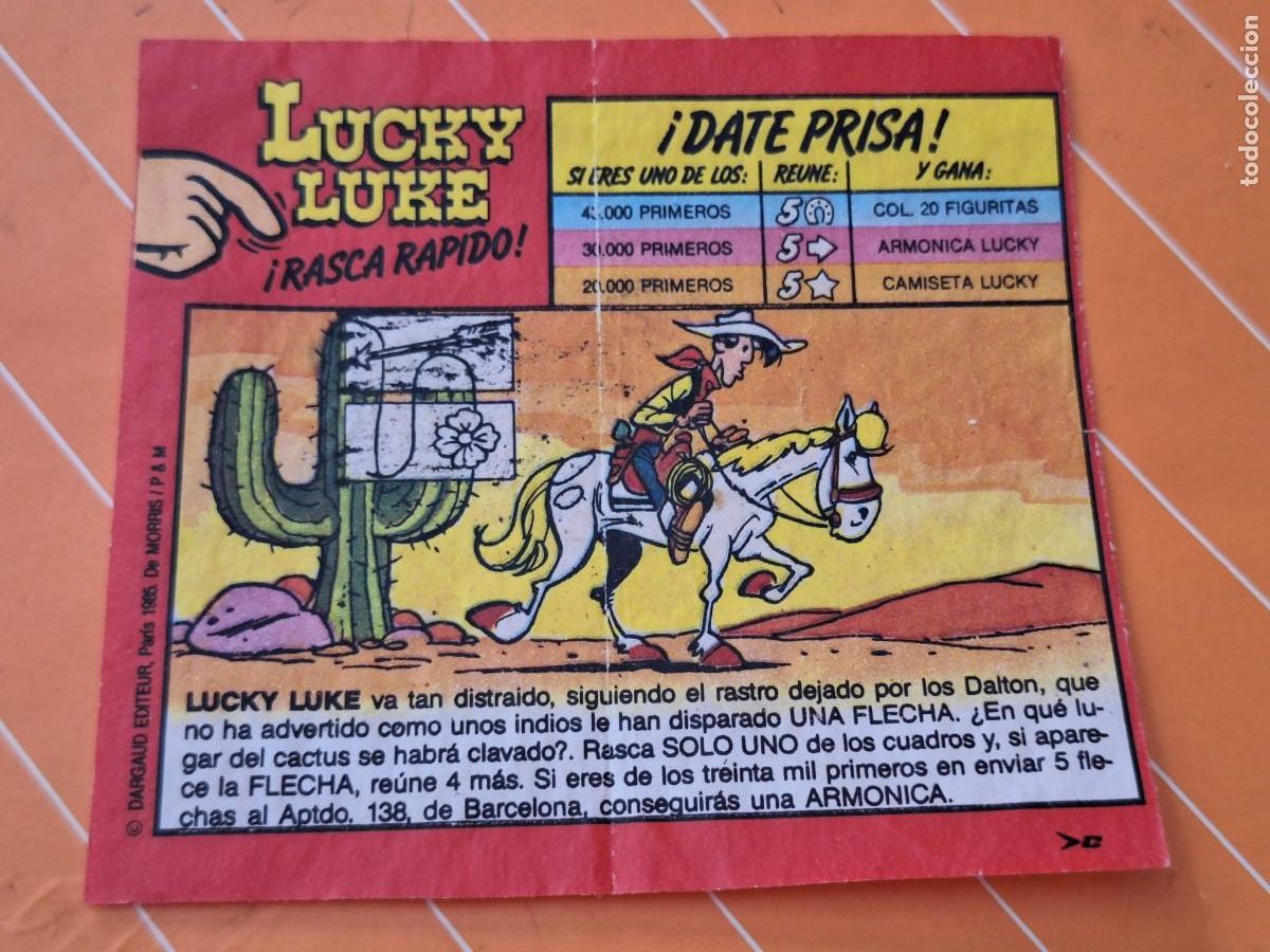 Sammeln alte Sammelbilder: D DIFICIL CROMO CHICLE 1985 SERIE TV LUCKY LUKE DATE PRISA RASCA RAPIDO FLECHA CACTUS CABALLO