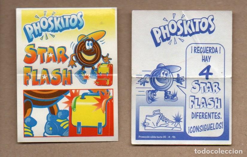 Coleccionismo cromos antiguos: ANTIGUO CROMO PHOSKITOS - STAR FLASH 1996. MOCHILA. FONDO AMARILLO. REVERSO ZAPATILLA